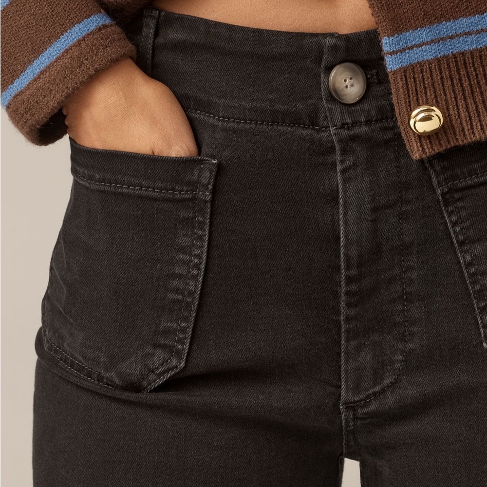 NWT Anthropologie Maeve Curvy Colette High Rise Wide Leg Crop Elm Wash sz 28 - Picture 2 of 10